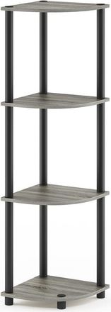 Furinno Turn-N-Tube 4-Tier Corner Display Rack Multipurpose Shelving Unit, French Oak Grey/Black