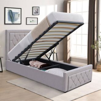 Kosy Koala Ottoman Bed 4ft Small Double Grey Velvet With 4ft Memory Foam Mattress