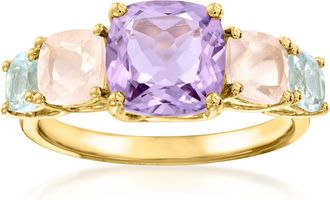 Ross-Simons Amethyst Ring With Rose Quartz and. Sky Blue Topaz in 18kt Gold Over Sterling