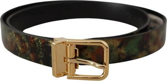 Dolce & Gabbana Glitter Camo Leren Riem Model - Heren - Riemen - Groen - ONE Size - Leer - Accessoires