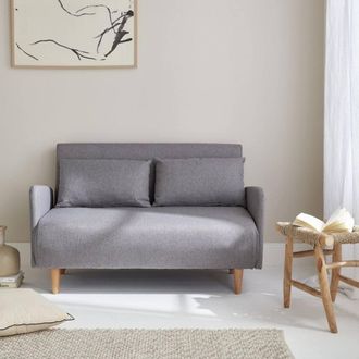Sweeek 2-seater Convertible Sofa Bed With Reclining Backrest in Light Grey
