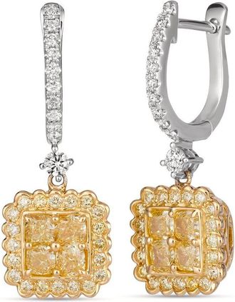 Le Vian Ladies Yellow Diamonds Earrings set in P18 Two Tone Gold