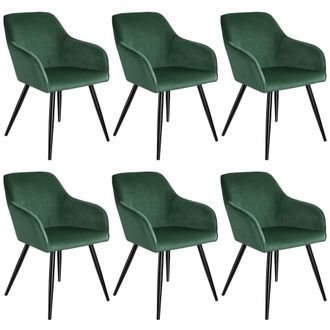 TecTake Dining Chair Marilyn Set Of 6 - Dark Green / Black | Size: 6 Pack