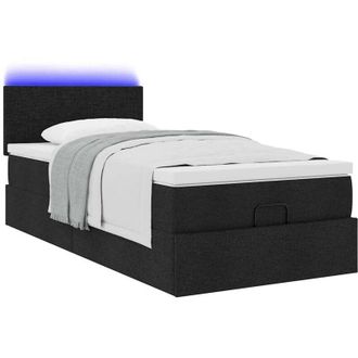 vidaXL Cama Otomana Con Colch&oacute;n Tela Negra 100x200 Cm Vidaxl