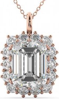 Allurez Emerald Cut Diamond Pendant 14k Rose Gold (5.68ct)