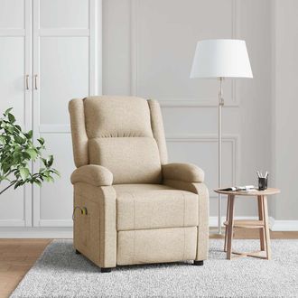 vidaXL Sill&oacute;n De Masaje De Tela Color Crema Vidaxl