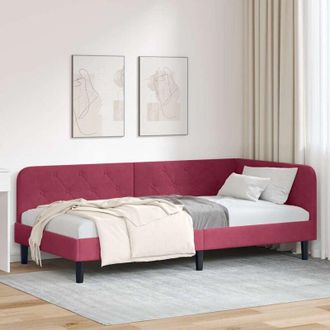 vidaXL Estructura De Cama En Esquina Rosa 90 X 200 Cm Terciopelo