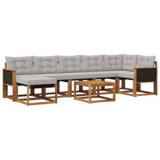 vidaXL Conjunto De Sof&aacute;s De Exterior 8 Pcs Natural Y Gris Claro Vidaxl