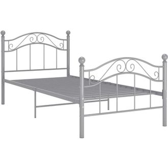vidaXL Bed Frame without Mattress Grey Metal 100x200 cm Vidaxl