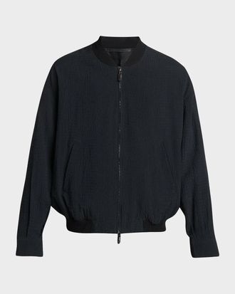Giorgio Armani Men & apos;s Seersucker Full-Zip Bomber Jacket