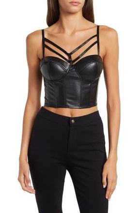 Secret Lace Cage Vegan Leather Bustier in Black at Nordstrom Rack, Size Medium