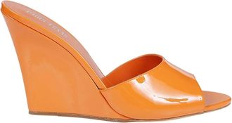 PARIS TEXAS Oranje Wortel Slip-On Sleehak Sandalen - Dames - Schoenen - Oranje - Maat: 39 EU Leer