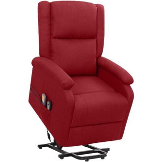 vidaXL Sill&oacute;n De Masaje Elevable Tela Rojo Tinto Vidaxl