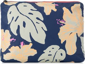 Aloha Collection Medium Water Resistant Tyvek Zip Pouch in Neon Moon On Navy at Nordstrom