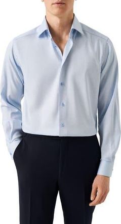 Eton Contemporary Fit Blue Micropattern Cotton Dobby Dress Shirt in Light Blue at Nordstrom Rack, Size 18.5