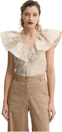 Bruuns Bazaar Plantago BBOlla Top - Dames - Blouses - Beige - XL - Leer - Overhemden