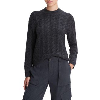 Vince Cable Knit Wool Blend Crewneck Sweater in Heather Charcoal at Nordstrom Rack, Size Small
