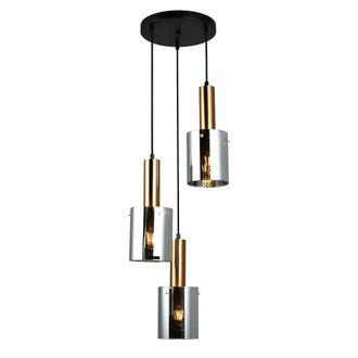 Netlighting Modern Hanging Pendant Brass 3 Light with Glass Smoky Shade E27