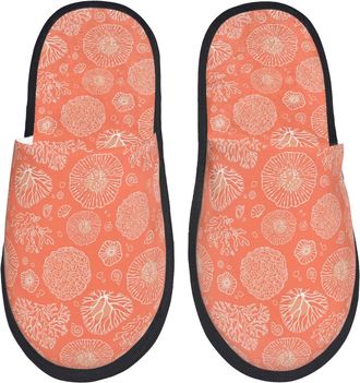 Generic Women Men House Slippers The Marine Theme With Beautiful Corals Print Ladies House Slippers Anti-Skid Adults WomenS Slipper, For Home, Indoor Outdoor,
