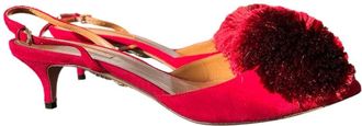 Aquazzura Red Powder Puff 45 Suede Slingbacks Size 38