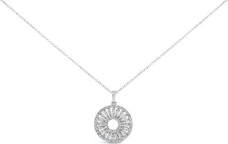 House of Brilliance Sterling Silver 1 1/6 Cttw Diamond Openwork Medallion Pendant Necklace