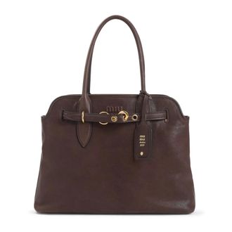 Miu Miu Tassen, Dames, Bruin, ONE Size, Leer, Aventure Handtas