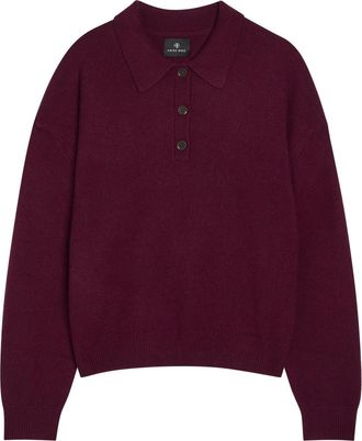 Anine Bing Lee Cashmere Polo Jumper - Dark Red - S (UK8-10 / S)