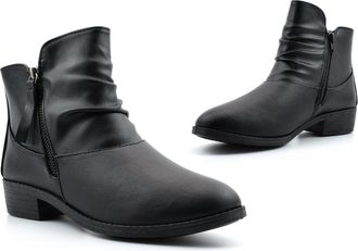 Generic Womens Ankle Boots Size 3 Girls Boots Ladies Ruched Boot Size 6 Ladies Ankle Boot Womens Low Heels Block Heel Sizes 3-8 Black 4 UK