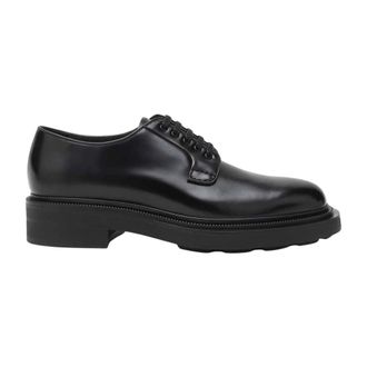 Prada Laced Shoes, male, Black, Size: 10 1/2 US Black Flat Shoes May Issue