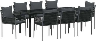 vidaXL Conjunto De Comedor De Jard&iacute;n 9 Pcs Negro Y Gris Vidaxl