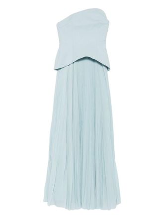 Solace London Light Blue Britt Strapless Pleated Dress