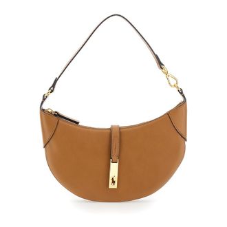 Polo Ralph Lauren Shoulder Bag P Id Mn Shdr-Shoulder Bag-Small Beige Leather For Women Brown Cow Hand