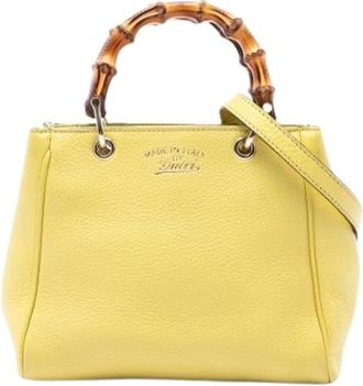 Gucci Pre-owned Bamboo Satchel - Dames - Vintage Handtas - Geel - ONE Size - Leer - Vintage