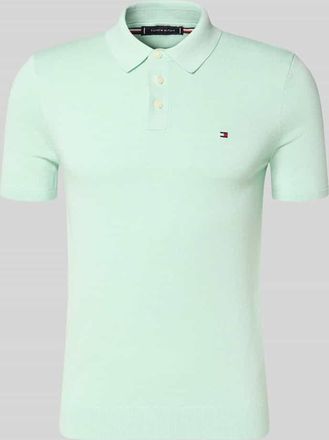 Tommy Hilfiger Regular Fit Strick-Poloshirt aus reiner Baumwolle in Mint Melange, Gr&ouml;&szlig;e XXL
