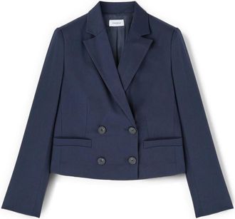 Motivi Kort Double-breasted Jasje in Cady - Dames - Blazers - Blauw - L - Polyester - Jassen