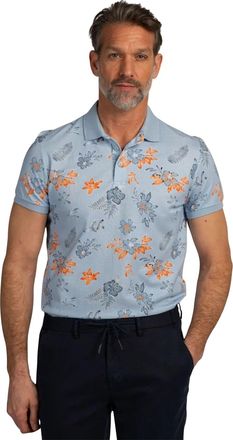 N-Z-A- NEW ZEALAND AUCKLAND Poloshirt New Zealand lichtblauw bloemen oranje wit tropisch