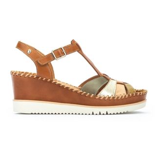 Pikolinos Aguadulce Sandal - Dames - Sleehakken - Bruin - 39 EU - Leer - Schoenen