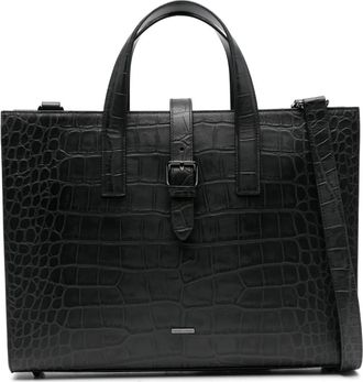 Emporio Armani Borsa tote effetto coccodrillo con fibbia - Nero