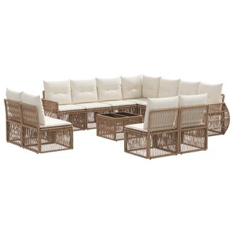 vidaXL Conjunto De Sof&aacute;s De Jard&iacute;n 12 Pcs Beige Y Blanco Crema Vidaxl