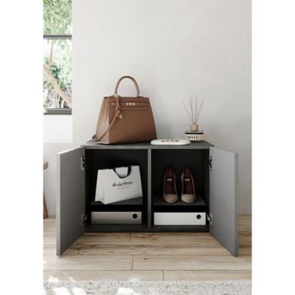 Dmora Mueble De Entrada Scorrano, 2 Pares, Con Zapatero, 2 Puertas, 63x35x41h Cm Gris