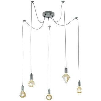 Trio Leuchten Cord sospensione ragno grigio fili regolabili h max 200CM