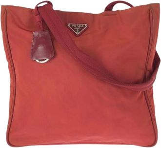 Prada Pre-owned Tote Bags, female, Red, Size: ONE SIZE Pre-owned Tessuto Nylon Tote Bag