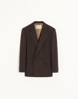 Valentino Giacca doppiopetto Valentino in lana leggera double Uomo MARRONE SCURO 48