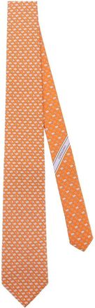Ferragamo Micro-pattern Zijden Stropdas - Heren - Stropdassen - Oranje - ONE Size - Accessoires