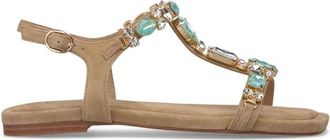 Alma En Pena Platte sandaal met strassdetails - Dames - Sandalen - Beige - 41 EU - Schoenen
