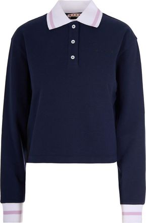 Marni Blue Shirt Contrasting Collar Polo