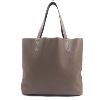 Herm&egrave;s Ebene Etoupe Gray Taurillon Clemence Leather Tote Bag (Pre-Owned)