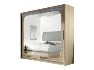Mirjan24 Armario Closico Pallor Viii, Roble Sonoma, 215x180x58cm, Puertas De Armario: Correderas, N&uacute;mero De Estantes: 5, Led