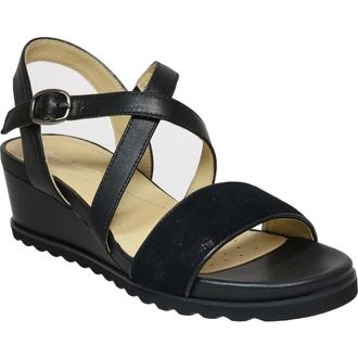 David Tate Kinsley Ankle Strap Wedge Sandal in Black Suede at Nordstrom, Size 10.5