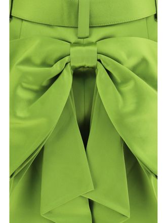 Self Portrait Womens Skirt Satin Bow Mini Green Polyester